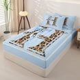 thumbnail image 2 of Homewish Girls Initial H Leopard Print Zipper Full Size Comforter Sets with Fitted Sheet and 2 Pillowcases,Teens Kawaii Ribbon Bowknot Zipper Bedding Set,4pcs, 2 of 6