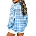 thumbnail image 5 of Byworldtasic Women's Gingham Print Crewneck Sweatshirt Casual Long Sleeve Oversized Top Loose Fit Pullover Top, 5 of 6
