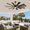 Black & Walnut, variant on 62 inch Outdoor Ceiling Fan with Light and Remote, Double-sides Blades 12 Blades High CFM Modern Industrial Fan for Indoor Outside Patios Porch, Quiet Reversible DC Motor, 6 Speed Large Airflow