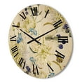 thumbnail image 3 of Designart 'Ancient Yellow Chrysanthemus II' Traditional Wood Wall Clock, 3 of 5