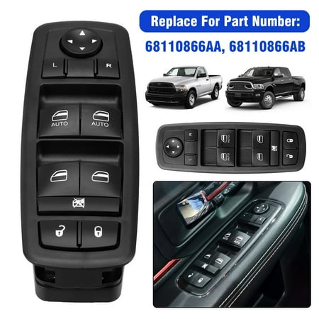 EEEkit Driver Side Master Power Window Switch Replaces OE# 68110866AA 68110866AB for 2013-2015 Dodge Ram 1500 Quad & Crew Cab Pickup Only