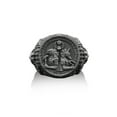 thumbnail image 4 of Horus Engraved Anubis Handmade Silver Mens Ring, Egyptian God Sterling Silver Men Jewelry, Ancient Egypt Signet Ring, Mythology Silver Gifts, 4 of 5