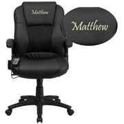 Flash Furniture Personalized Ergonomic Massaging Black LeatherSoft Executive Swivel Office Chair with Arms