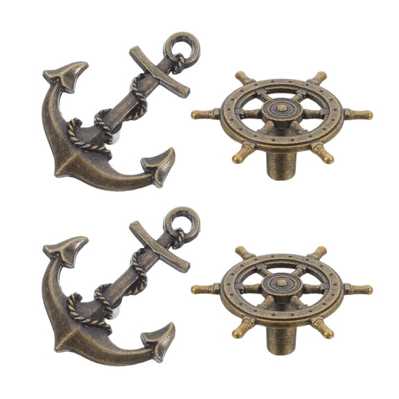Supvox Set of 4 Multi-Color Retro Metal Nautical Pulls Handles for Furniture Cabinets