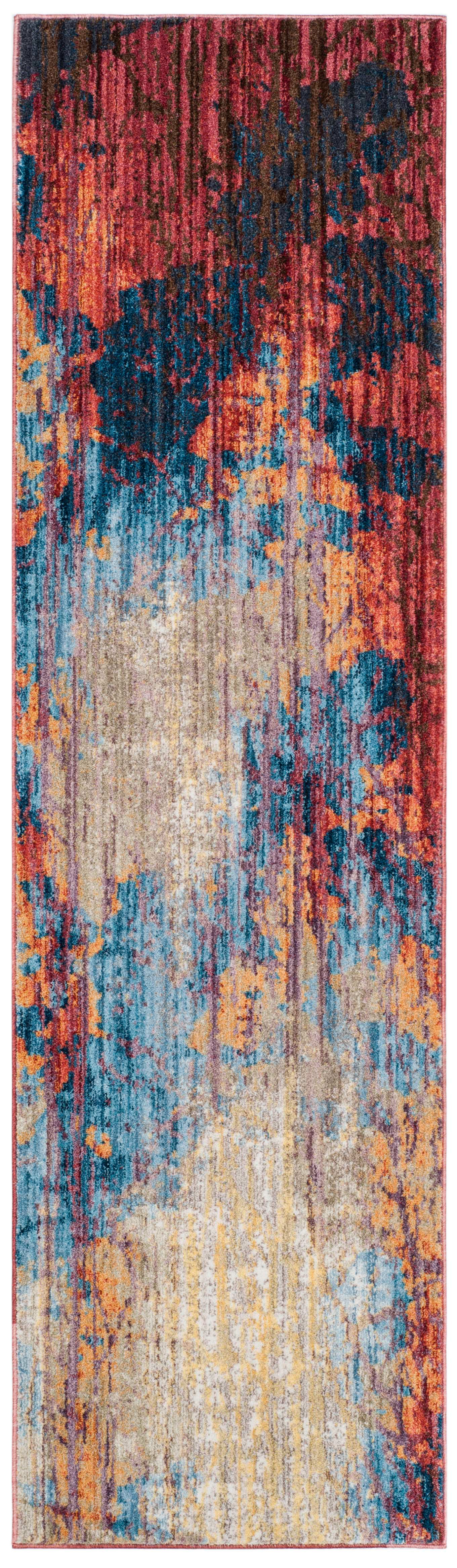 SAFAVIEH Bristol Paisley Geometric Polyester Runner Rug, Blue/Rust, 2'3" x 8'