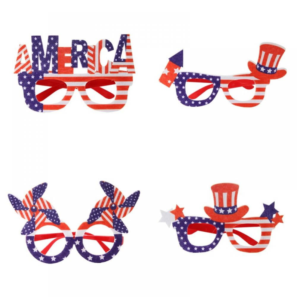 4 Pack American Flag Glasses Patriotic Party Eyeglasses Fancy US Flag ...