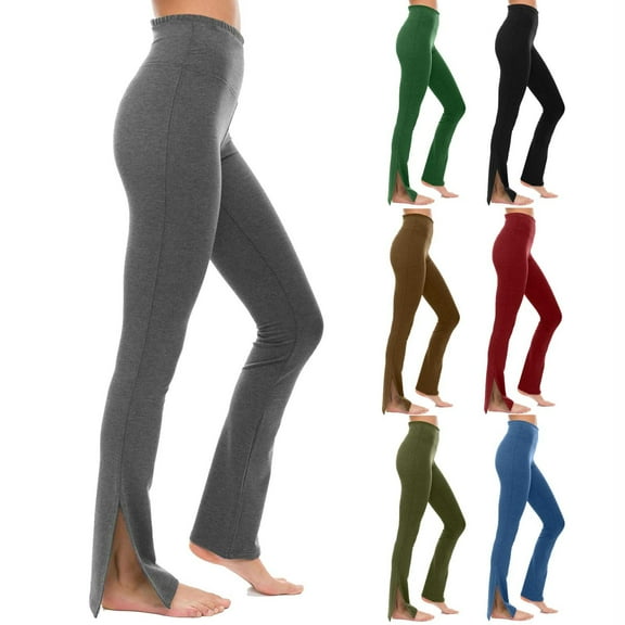 Elainilye Fashion Women's Leggings Thickened Elastic Waist Yoga Pants Soft Bell Bottom Leggings Yoga Gym Pants,Green