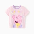 thumbnail image 6 of Peppa Pig Toddler Girls Pajamas Set Graphic Short Sleeve Top Pink Tee Purple Stripe Print Pants 2 Piece Kids Sleepwear PJs Sizes 3Y, 6 of 11