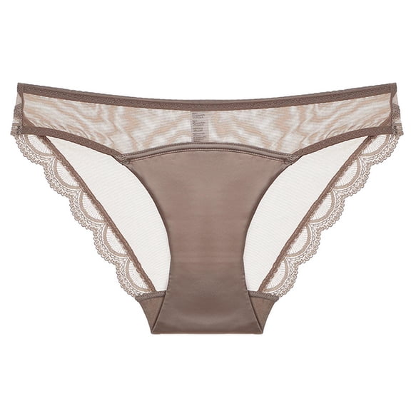 Womens Low Rise Thong Underwear Seamless & Breathable Mesh with Lace Trim No Show Panties for Everyday Comfort Coffee 1-Pack,Size XL