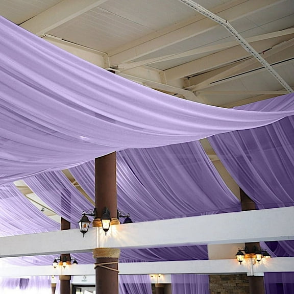 BalsaCircle 5x14 feet Lavender Premium Chiffon Sheer Curtain Panel Backdrop Drape Wedding Party