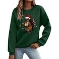 thumbnail image 2 of SYMOID Womens Green Christmas Sweatshirt with Squirrel Santa Hat & Lights - Long Sleeve Crew Neck, Relaxed Fit, 100% Polyester, Machine Washable (XS-XL),Size L, 2 of 5