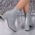 thumbnail image 5 of JUSLIO Womens Boots,Chunky Heel Boots Round Toe High Heel Comfort Solid Color Zipper Boots for Women,, 5 of 9