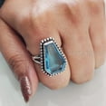 thumbnail image 4 of AAA Coffin Blue Topaz Ring, Natural Blue Topaz Ring, November Birthstone, Womens Ring, Coffin Ring, 925 Sterling Silver, Christmas, Handmade, Statement Jewelry, Coffin Shape Gemstone Ring, 4 of 7