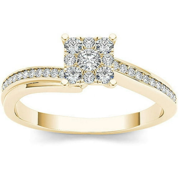 1/3 Carat T.W. Diamond 10kt Yellow Gold Cluster Engagement Ring
