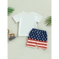 thumbnail image 4 of Toddler Baby Boys 4th of July Outfits, 6 12 18 24 Months 2T 3T Short Sleeve Letter Print T-Shirts + Knot Front Shorts Clothes Set, 4 of 9