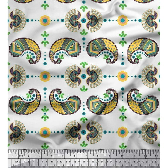 Soimoi Velvet Fabric Dot,Floral & Paisley Printed Craft Fabric by The Yard 58 Inch Wide