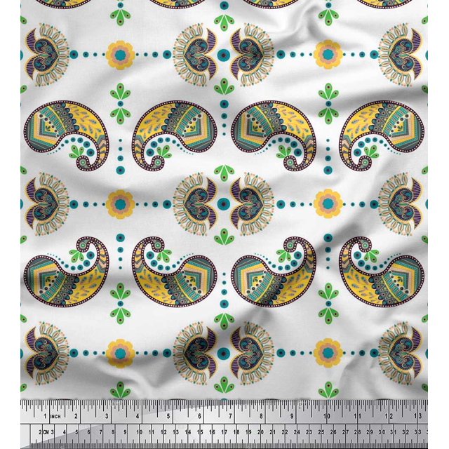 Soimoi Rayon Fabric Dot,Floral & Paisley Decor Fabric Printed Yard 56 Inch Wide