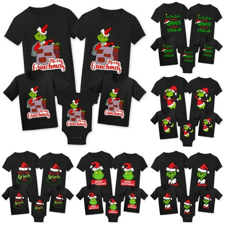 

Grinch Christmas Creative Unisex T-Shirt Vintage T-Shirts for Couples and Kids Print Tees Tops