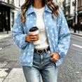 thumbnail image 5 of Tqcoqu Women's Polka Dot Zip Up Jacket, Lapel Collar Bubble Sleeve Loose Lightweight Windbreaker Casual Outerwear,Women's,Size M-XXXL, 5 of 8