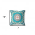 thumbnail image 4 of 16" X 16" Blue And Green Geometric Zippered Suede Throw Pillow, 4 of 5