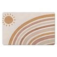 thumbnail image 1 of Make Your Bathroom Stand Out with this Retro Sun, Colorful Boho Bath Mat - Non-Slip Half Circle Rug, Soft Water Absorbent Fiber, Cute Semi Round Rainbow Design, 20x32 inch, 1 of 5