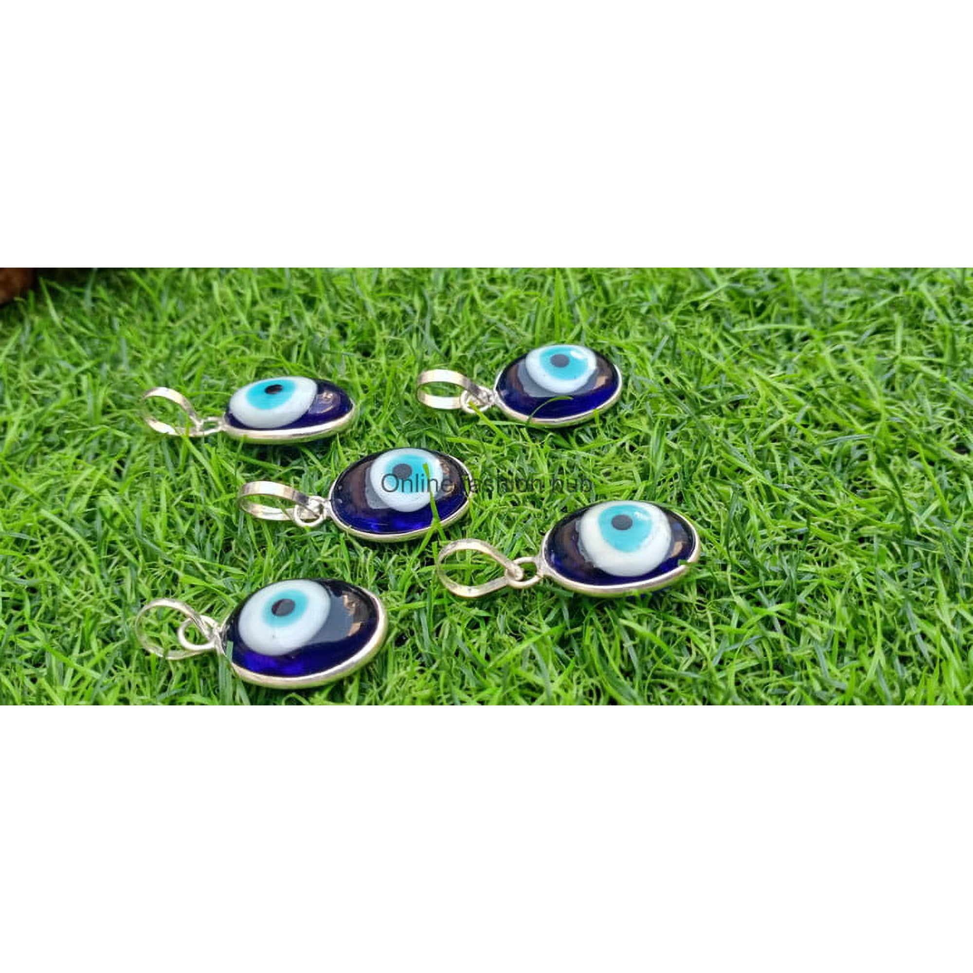 Evil Eye Gemstone 925 Sterling Silver Plated Handmade Pendant 5 pcs