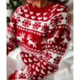 thumbnail image 3 of Nuevo suéter de punto de otoño e invierno para mujer, jersey de cuello redondo, suéter de punto de manga larga con copos de nieve y alce navideño, 3 of 5