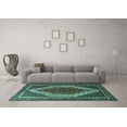 thumbnail image 3 of Ahgly Company Machine Washable Indoor Rectangle Persian Turquoise Blue Traditional Area Rugs, 2' x 5', 3 of 4