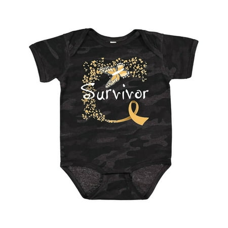 

Inktastic Childhood Cancer Survivor- Butterfly Ribbon Gift Baby Boy or Baby Girl Bodysuit