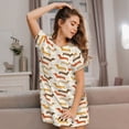 thumbnail image 3 of Pofeuu Dachshund Print Women's Loose Fit Short Sleeve Nightgown, Comfortable Sleep Dress for Women, Casual Lounge Sleepwear, Soft Cotton Sleep Dress, 3 of 6
