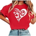 thumbnail image 2 of Xuyuer Valentines Shirts for Women Love Heart Tshirt Cute Graphic Tee Tops Women's Printed Round Neck Short Sleeved Casual T-shirt Short Sleeved Top Short Sleeve Valentines, 2 of 5