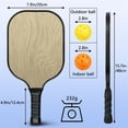 thumbnail image 4 of Pickleball Paddles Set Of 2, Fiberglass Surface, Wood Grain Print, 4 Balls & Bag, 4 of 5
