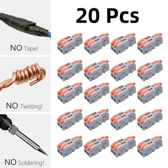 Lever-Action Wire Connectors 20Pcs Quick Connect Electrical Lever Nut Wire Connectors, 1 in 2 Out Split 24-12 AWG Copper Contact, for Universal Vehicle Wiring - Home Improvement.