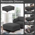 thumbnail image 3 of DREAMSIDEA Oversized Chaise Lounge with Ottoman for Living Room, Right Arm Corduroy Chaise Lounge Indoor Furniture,Gray, 3 of 7