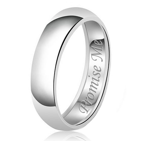 - 7mm Promise Me Engraved Classic Sterling Silver Plain Wedding Band Ring