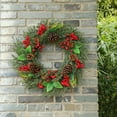 thumbnail image 3 of Elainilye Christmas Wreath with Pines and Red Berry 18in Rattan Ornament for Home Decor Xmas Tree Door Hanging Indoor Outdoor, 3 of 8