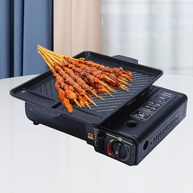 1 Set Small Bbq Grill Pan, Portable Non-stick Stovetop Plate