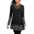 thumbnail image 1 of QTBIUQ Ladies Pile Collar Button Printing Stitching Wave Edge Long-Sleeved Top, 1 of 3