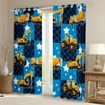 thumbnail image 2 of Homewish Boys Girls Yellow Truck Black Out Curtains,Cartoon Car Curtains Pack of 2 (42x63 Each),Geometric Plaid Grid Bedroom Curtains,Super Cozy Room Decor, 2 of 6