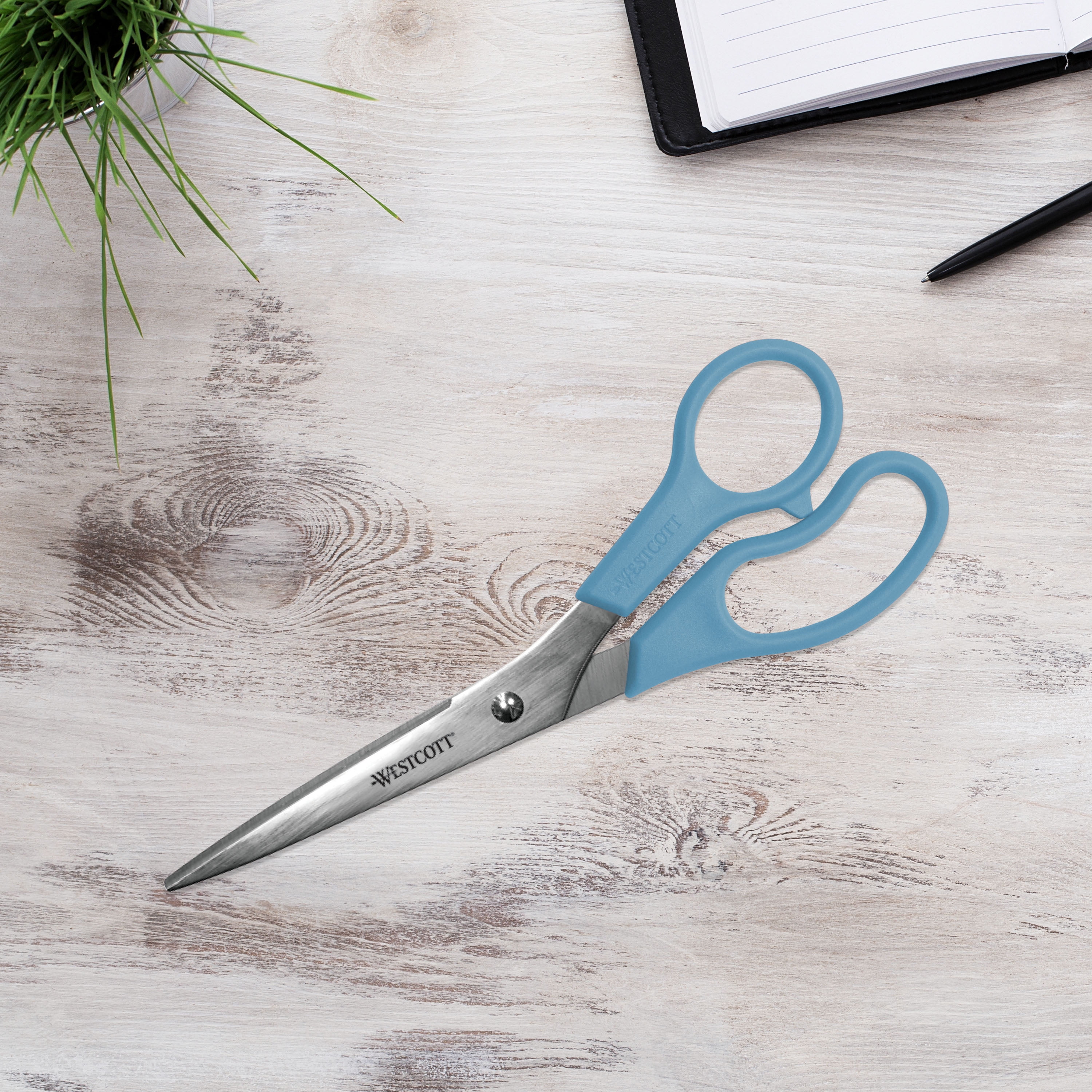 Westcott All Purpose Straight Scissors, 8", High School, Assorted Colors, for Office, 3-Pack
