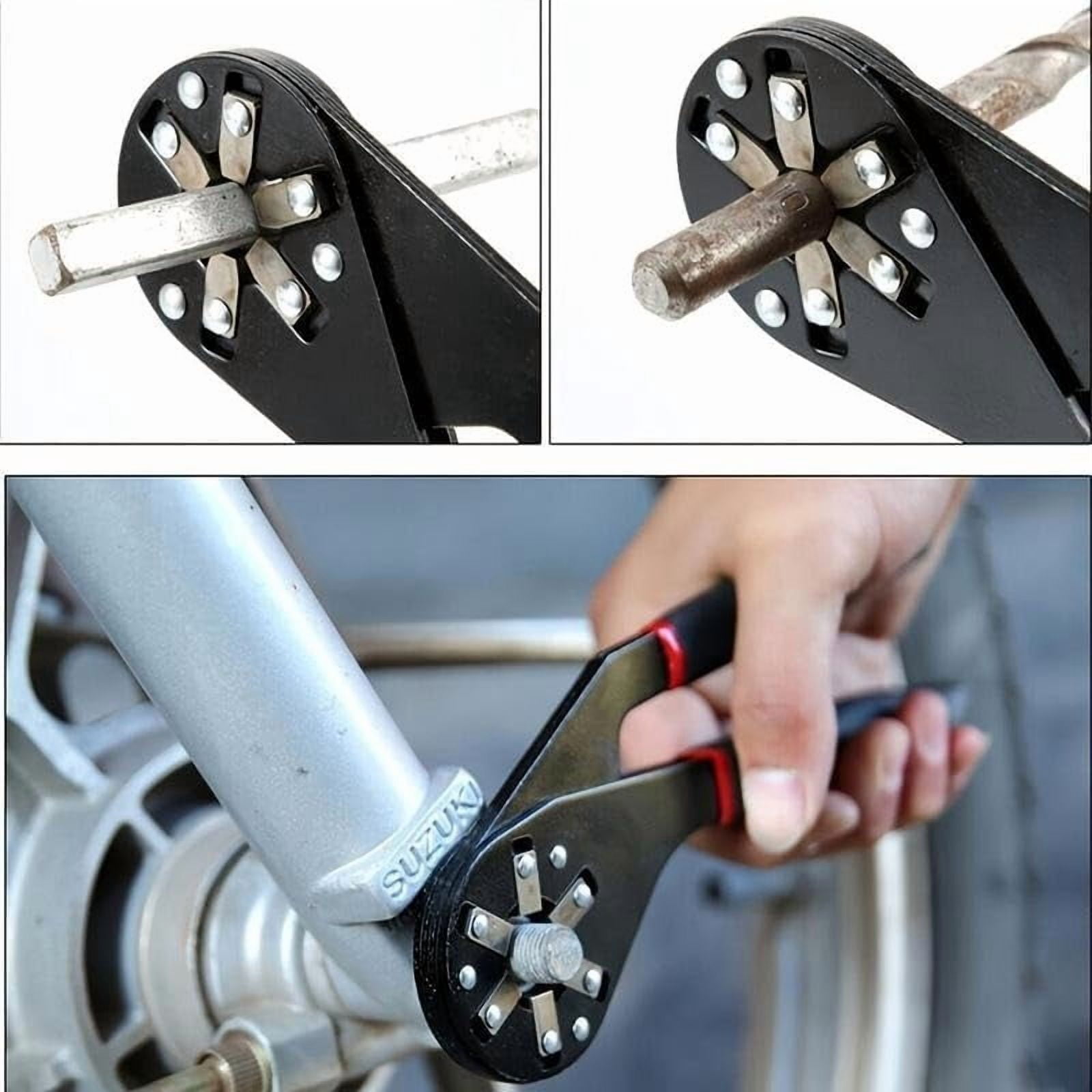 CATPAN Adjustable Wrench, 1 Count 14 in 1 Multifunctional with Anti-slip Handle, Tool for Car Bicycle Repair, Heavy Duty Hex Combination, Adjustable Socket Wrench (8inch)
