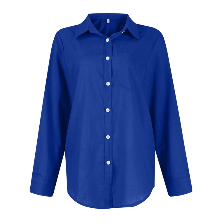 Jzuxvd Womens Button Down Shirts Gauze Cotton Dress Shirt Long