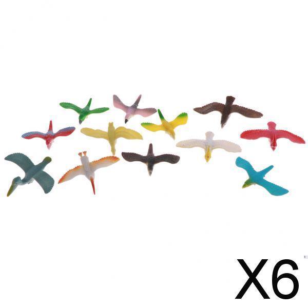 Paquete de 5-6 unidades de 12 figuras de animales de pájaros voladores de plástico, juguetes coleccionables para niños 6 piezas