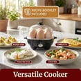thumbnail image 7 of EGC-007B# Rapid Egg Cooker, 7 Easy-To-Peel, Hard, Medium, Soft Boiled Eggs, Poacher, Omelet Maker, Auto Shut-Off, Alarm, 16-Recipe Booklet, Black, 7 of 7