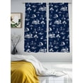 thumbnail image 3 of Coastal Holiday Sheer Curtains 2 Panels Set Ocean Coconut Tree Surfing Boat Navy Blue Sheer Window Curtains Light Filtering Rod Pocket Voile Drapes for Bedroom Living Room 52"X72", 3 of 8