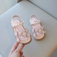 thumbnail image 2 of Huowey Toddler Sandals Open Toe Summer Flats Dress Trendy Sandals Floral Design For Girls Summer Footwear,Pink,12-18 Months, 2 of 7