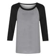 thumbnail image 5 of Pxiakgy Womens Tops 3/4 Sleeve Shirts Round Neck Loose Casual Tshirts Color Block Summer Tees Women's 3/4 Shoulder Sleeve Color Blocked T Shirt Top Dark Grey Xxl, 5 of 5