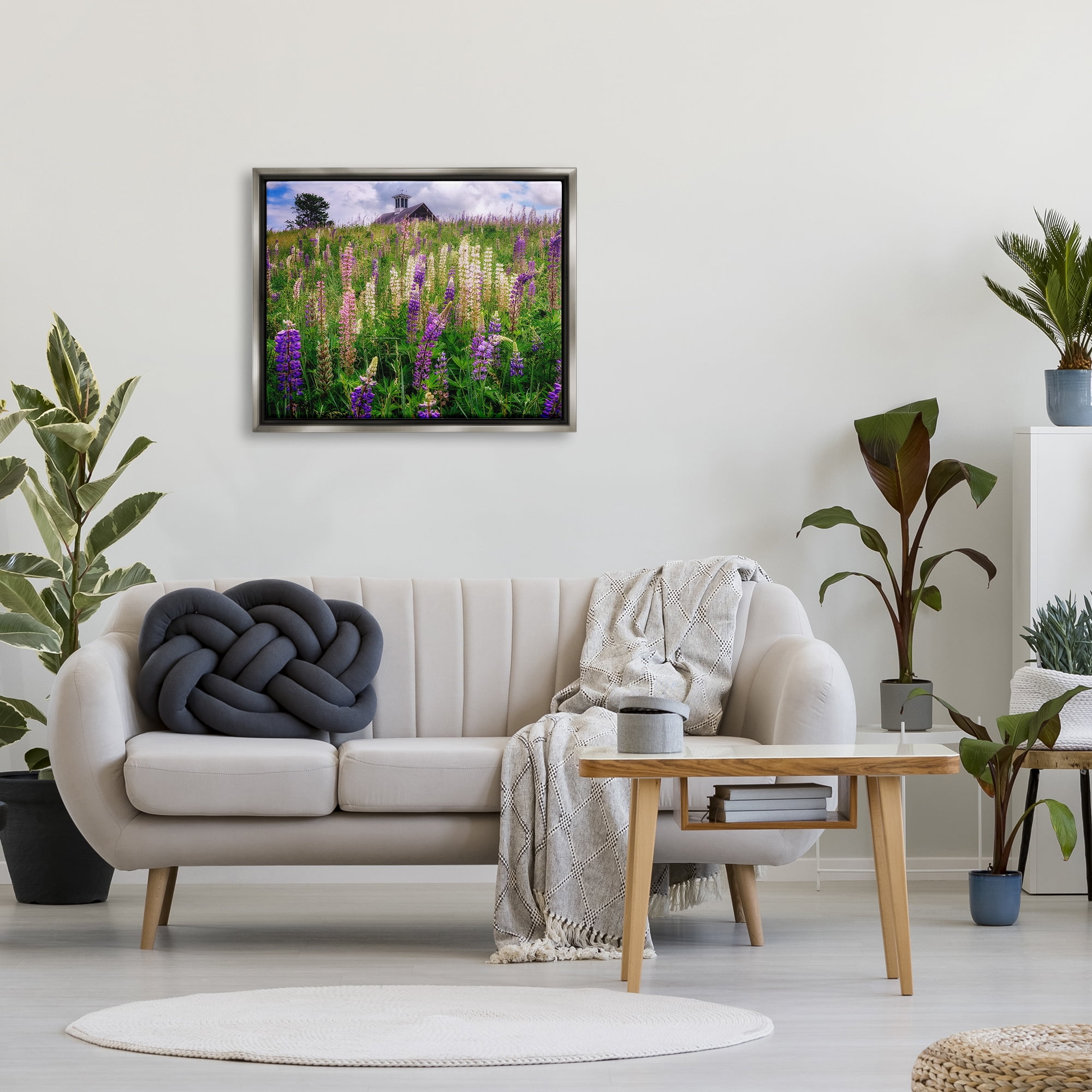 Stupell Wild Lavender Field Grassland Landscape Photography Gray Floater Framed Art Print Wall Art