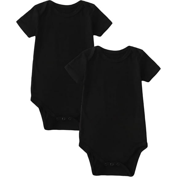 Romperinbox 2PCS Visocse from Bamboo Baby Rompers Unisex Onesies Solid Short Sleeve Baby Bodysuit 0-24 Months
