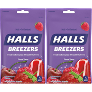 HALLS Relief BREEZERS COOL BERRY Cough Drops, 25 Drops Per Pack (Pack Of 2)